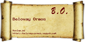 Belovay Ormos névjegykártya
